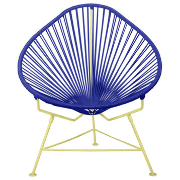Acapulco Indoor/Outdoor Handmade Lounge Chair New Frame Colors, Deep Blue, Yellow Frame