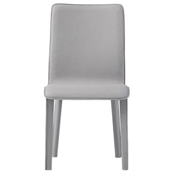 Perugia Top Grain Leather Side Chair, Paloma Leather, Powder