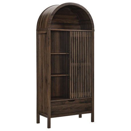 Vaughn 71" Arched Storage Display Cabinet, Walnut