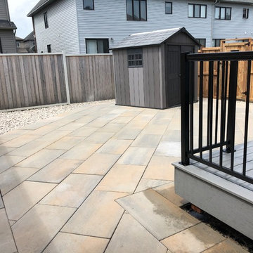 composite deck with alluminum railing and interlock