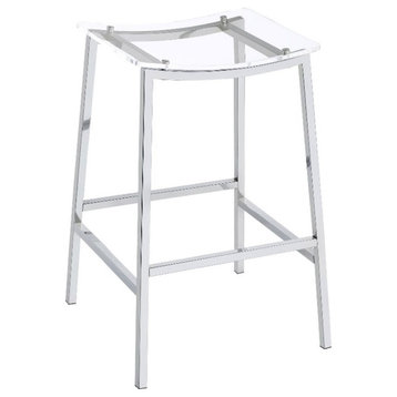 Pemberly Row Metal Acrylic Backless Bar Stools Clear and Chrome