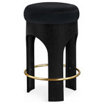 Meridian Furniture - Bocceli Upholstered Counter Stool, Black, Velvet, Stained Black - Indulge in the allure of the Black Bocceli Counter Stool by Meridian Furniture. Its captivating design and luxurious Black1 elevate any space with effortless elegance. Crafted with precision and durability in mind, this stunning piece becomes the focal point of gatherings, fostering moments of connection and warmth. Embrace sophistication and style with the Bocceli Counter Stool, a testament to exquisite taste and timeless beauty.
