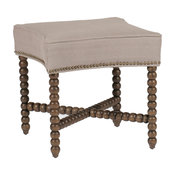 Murphy Herringbone Linen Classic Bobbin Leg Footstool