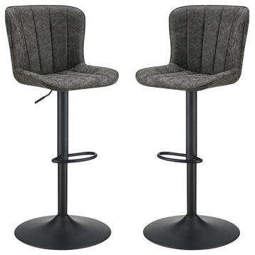 Kirkdale Adjustable Stool 2-Pack, Charcoal Faux Leather