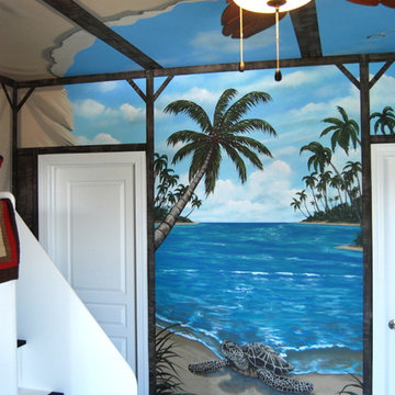 Treasure Island Pirate Mural Themed boys bedroom by MuralArt.com