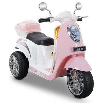 Kids Ride-on Scooter Bike 3-Wheel Motorbike 6V Battery With Music, Light Pink