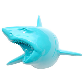 Faux Large Shark Wall Decor, Turquoise