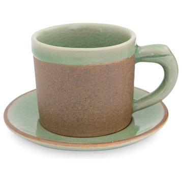 Espresso Celadon Ceramic Demitasse Cup and Saucer