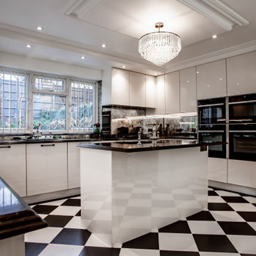Nobilia High Gloss Ivory Kitchen & Antique Silver Handles