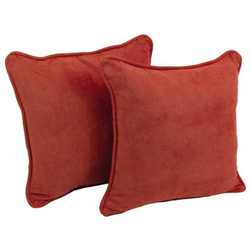 18" Microsuede Square Throw Pillow Inserts, Set of 2, Cardinal Red