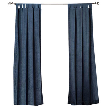 Navy Blue Tab Top  Velvet Curtain / Drape / Panel   - 43W x 84L - Piece