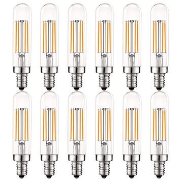 E12 LED Tube Bulb T6 T6.5 Edison Warm White Candle 5W 12-Pack