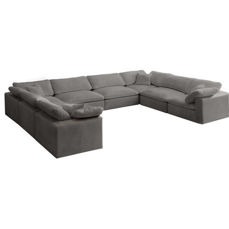 Cozy Velvet Upholstered Comfort 8-Piece U-Shaped Modular Sectional, Gray
