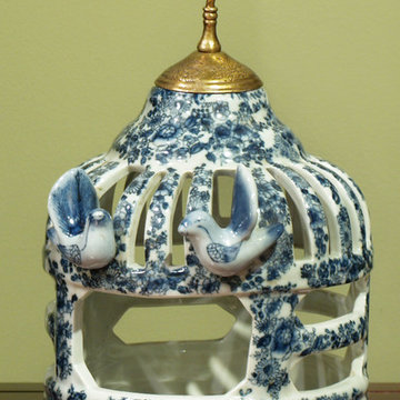 Hand Painted Porcelain Bird Feeder