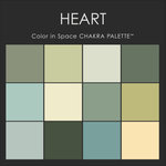 Benjamin Moore® Paint - Color in Space Heart Chakra Palette™ --"The quest for love" - Each palette consists of 12 Benjamin Moore® Color Stories® 4” paint swatches. Color Stories® were especially selected for the Chakra Palettes™ because they are full-spectrum paint formulas and only available in Benjamin Moore’s® Aura® Paint. The intentional selection of the full-spectrum colors ensures that they are energetically balanced, and they are invaluable tools to support the healing intentions of the Color in Space © Chakra Prints™. The Chakra Palettes™ were created from the colors in the Color in Space © Chakra Prints™, so they are easy to use as coordinated sets.