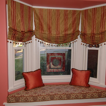 Bay window seat in Craftsman home