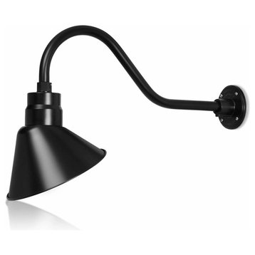 10in. Angle Shade Gooseneck Sign Light, Satin Black, 22" Long Gooseneck Arm