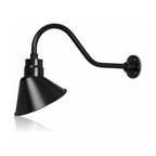 10in. Angle Shade Gooseneck Sign Light, Satin Black, 22" Long Gooseneck Arm