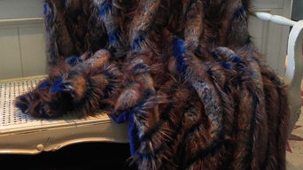 Peacock woven faux fur blue & brown throw 52"x70"