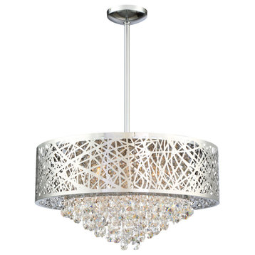 Benedetta Pendant Semi-Flush Mount, Chrome With Crystals Type JCD G9 50Wx6