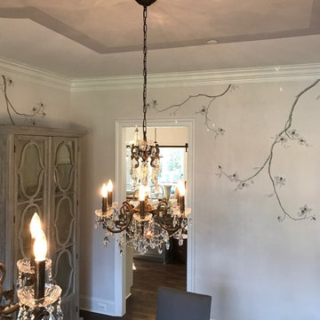 Hand Painted Tree Branches in Formal Dining Room