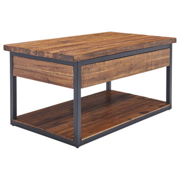 Claremont 42"L Rustic Wood Coffee Table, Low Shelf