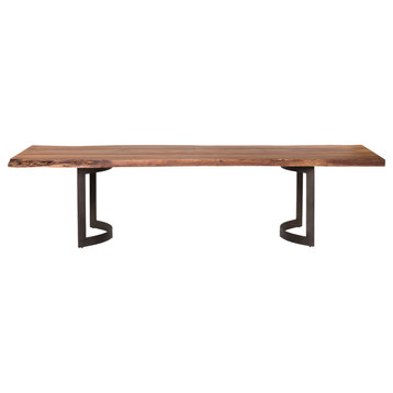 118" Brown Rectangular Solid Wood Live Edge Dining Table for 10 People