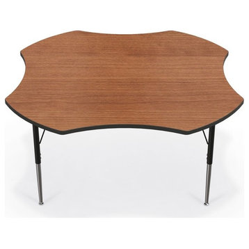 Activity Table - 60" Clover - Amber Cherry Top Surface - Black Edgeband