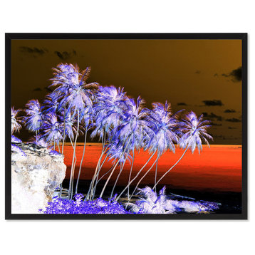 Palm Tree Invert Landscape Photo Print on Canvas with Picture Frame, 22"x29"
