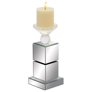 Glam Silver Glass Candle Holder 79285