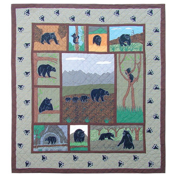 Bear Country Queen Quilt, 85"W X 95"L, Twin