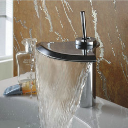 Contemporary Chrome Finish Single Handle Waterfall Bathroom Sink Faucet TQ3001 - Bathroom Sink Faucets