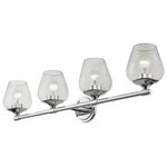 Livex Lighting - Willow 4 Light Polished Chrome Vanity Sconce - This four light vanity sconce from the willow collection has understated elegance. It features minimal details, clear curved glass with a polished chrome finish and can fit into any decor.
