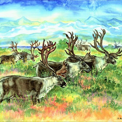 Watercolor, paper, 45x55 cm., "Reindeer", $ 700, copy-format: 30x40 cm. - Products