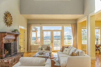 Transitional living room photo in Portland