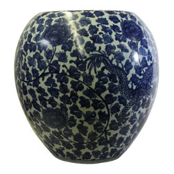 Chinese Blue White Dragon Flower Porcelain Pot Vase - Vases
