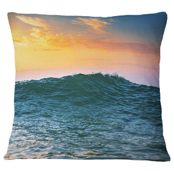 Sunrise Light Shine On Sea Water Beach Throw Pillow, 18"x18"
