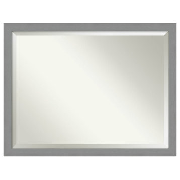 Brushed Nickel Beveled Bathroom Wall Mirror - 43.5 x 33.5 in.