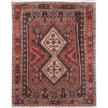 Consigned, Persian 5 x 6 Area Rug, Hamadan Hand-Knotted Wool Rug