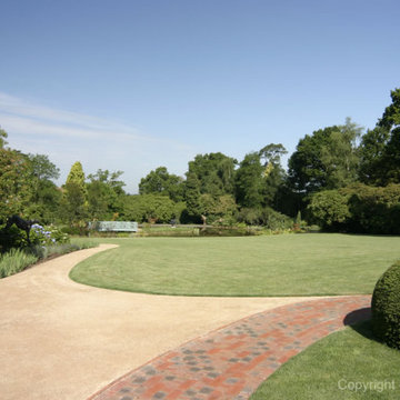 Large Formal Garden with Ornamental Lake and Bridge