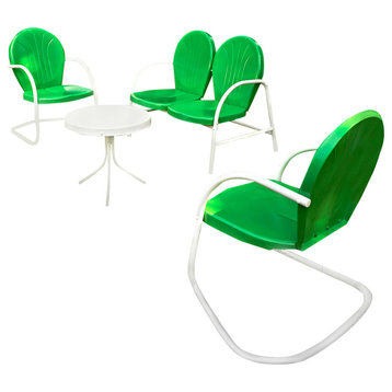 Griffith 4-Piece Metal Outdoor Conversation Seating Set, Grasshopper Green
