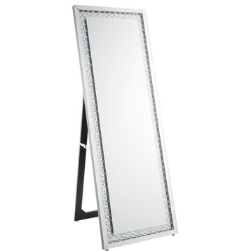 ACME Nysa Accent Mirror, Floor, Mirrored and Faux Crystals