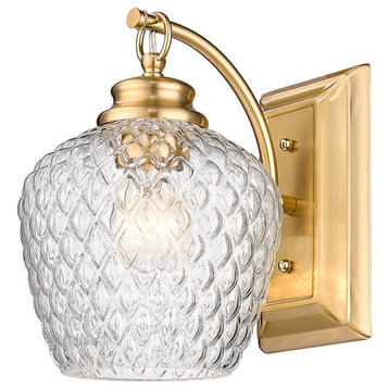 Golden Lighting Adeline 1-Light Wall Sconce in Modern Gold with Clear Glass