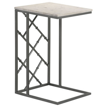 Angeliki Accent Table With Marble Top White Side Table Grey