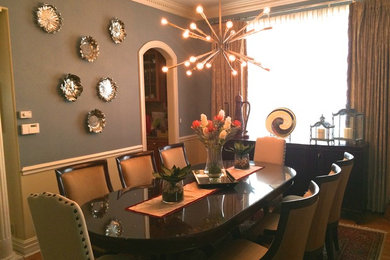 Example of a mid-sized minimalist enclosed dining room design in Chicago