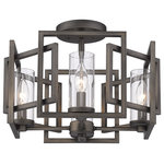 Golden Lighting - Marco Flush Mount Gunmetal Bronze - Sleek angles and geometric forms make ultra-modern statements in the Marco collection. The series is offered in multiple finishes that heighten the light airy look of the silhouettes. Clear glass cylinders house stately candelabra bulbs.