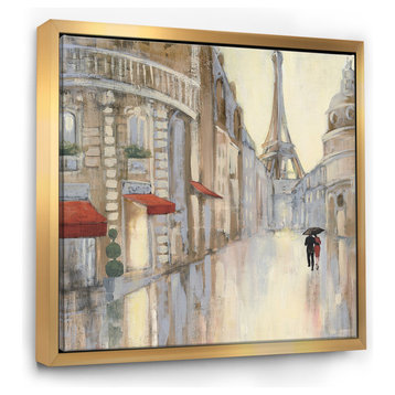 Designart Love in Paris Iii Romantic French Country Canvas Art, Gold, 30x30