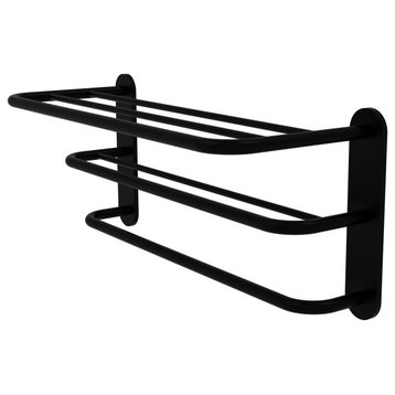 Three Tier Hotel Style Towel Shelf with Drying Rack, Matte Black
