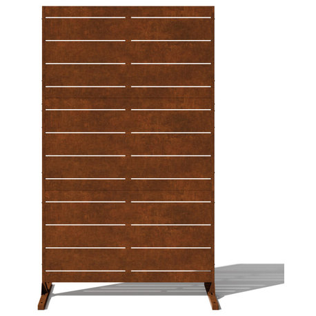 Alta Corten Steel Decorative Screen With Stand, Linear