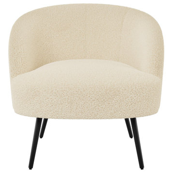Gianna Mid-Century Modern Cream Boucle Fabric Upholstered Barrel Accent Chair